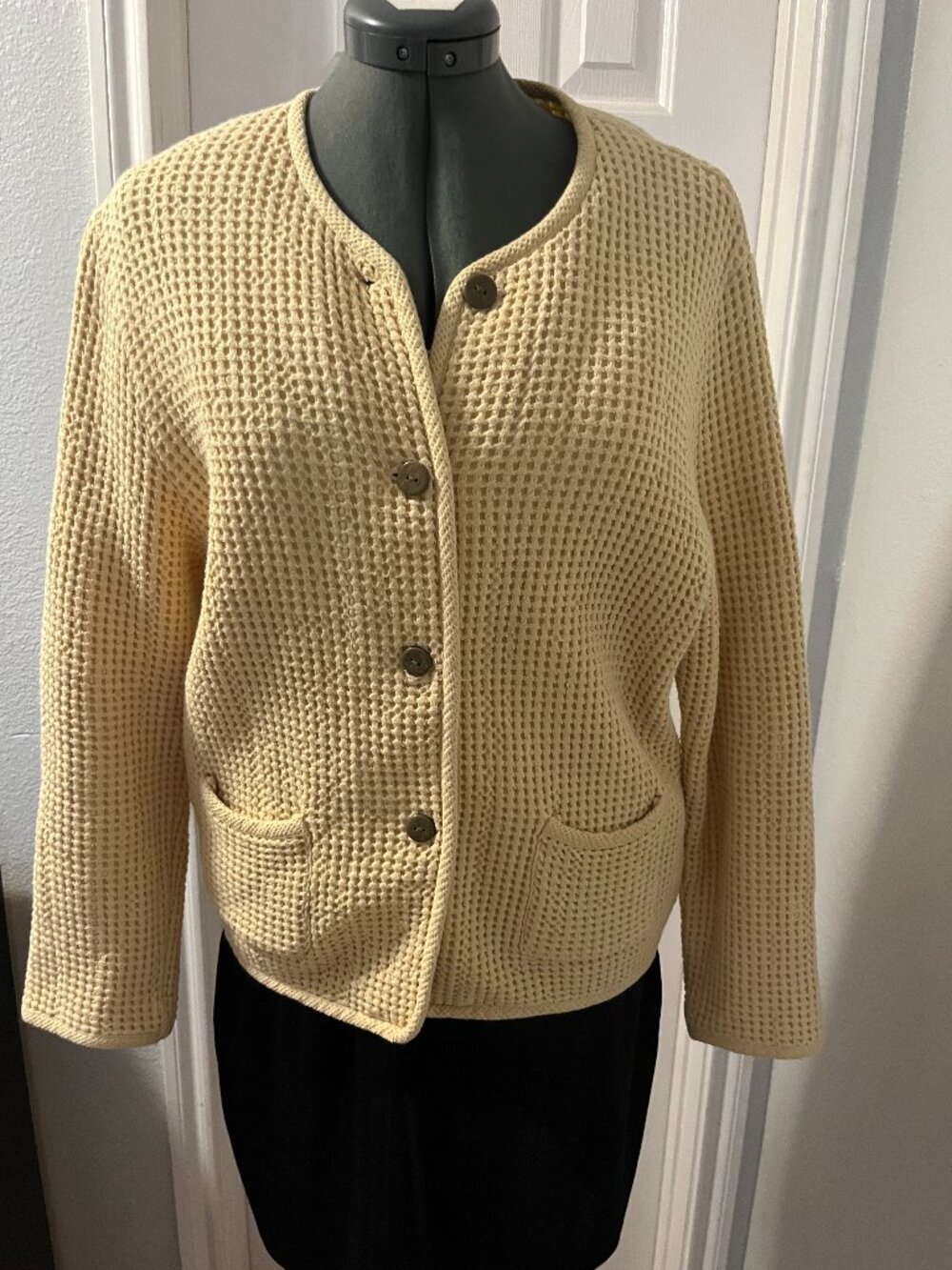 White Stag βWaffledβ Cardigan β Yellow - Size XL